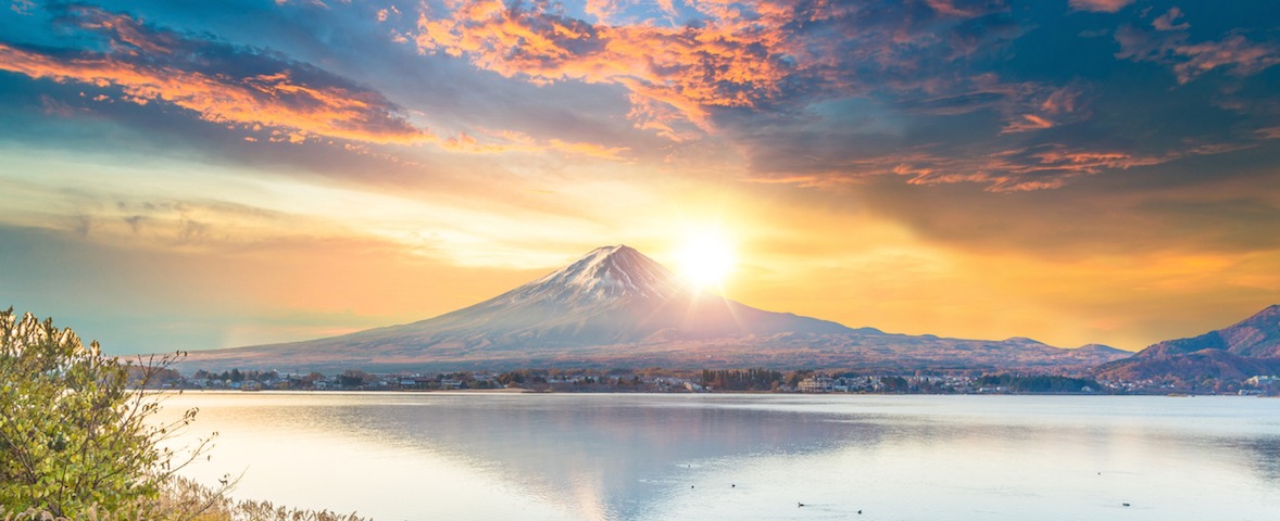 富士山と朝日の写真